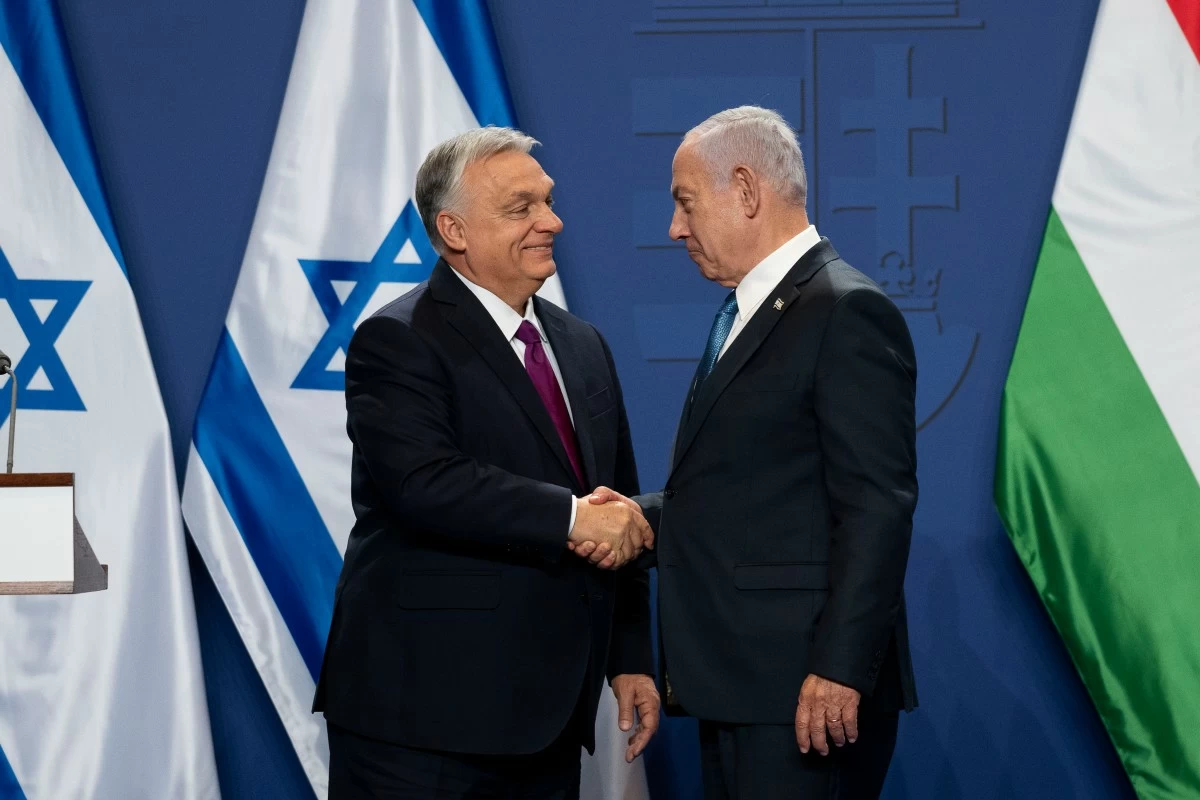 FILE -Hungarian Prime Minister Viktor Orban, left, and Israeli Prime Minister Benjamin Netanyahu, right, shake hands after a press statement at the Carmelite Monastery in the Buda Castle in Budapest, Hungary, April 3, 2025. (AP Photo/Denes Erdos, File)