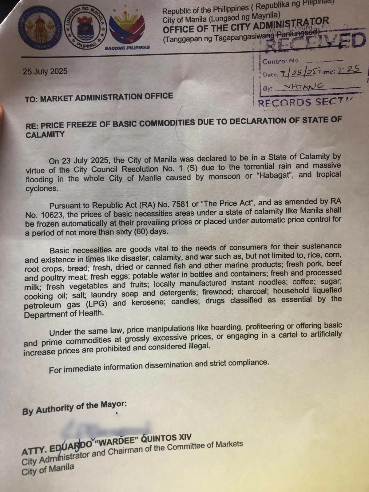 Courtesy of the Manila City Government