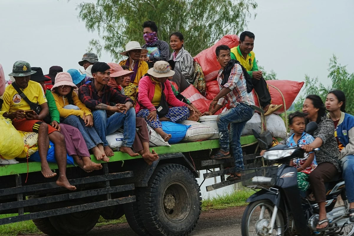 CAMBODIANS sit on a cart of a tractor as they take refuge in Oddar Meanchey province, Cambodia, Saturday, July 26, 2025. (AP)