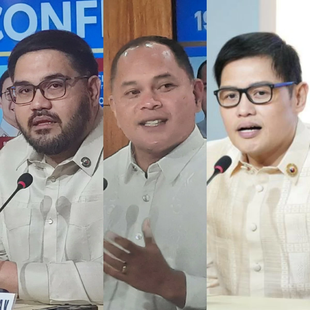 From left to right: La Union 1st district Rep. Paolo Ortega V, Quezon 2nd district Rep. David "Jay-Jay" Suarez, and Zambales 1st district Rep. Jay Khonghun (PPAB)