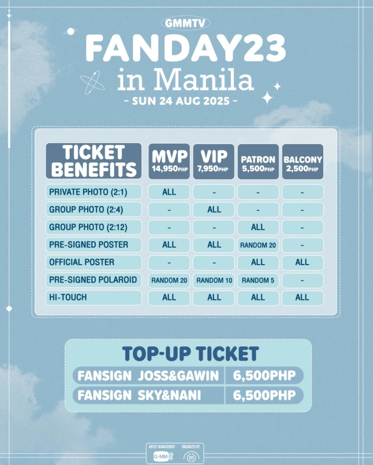 The “GMMTV Fan Day 23” in Manila is on Aug. 24 (CDM Entertainment)