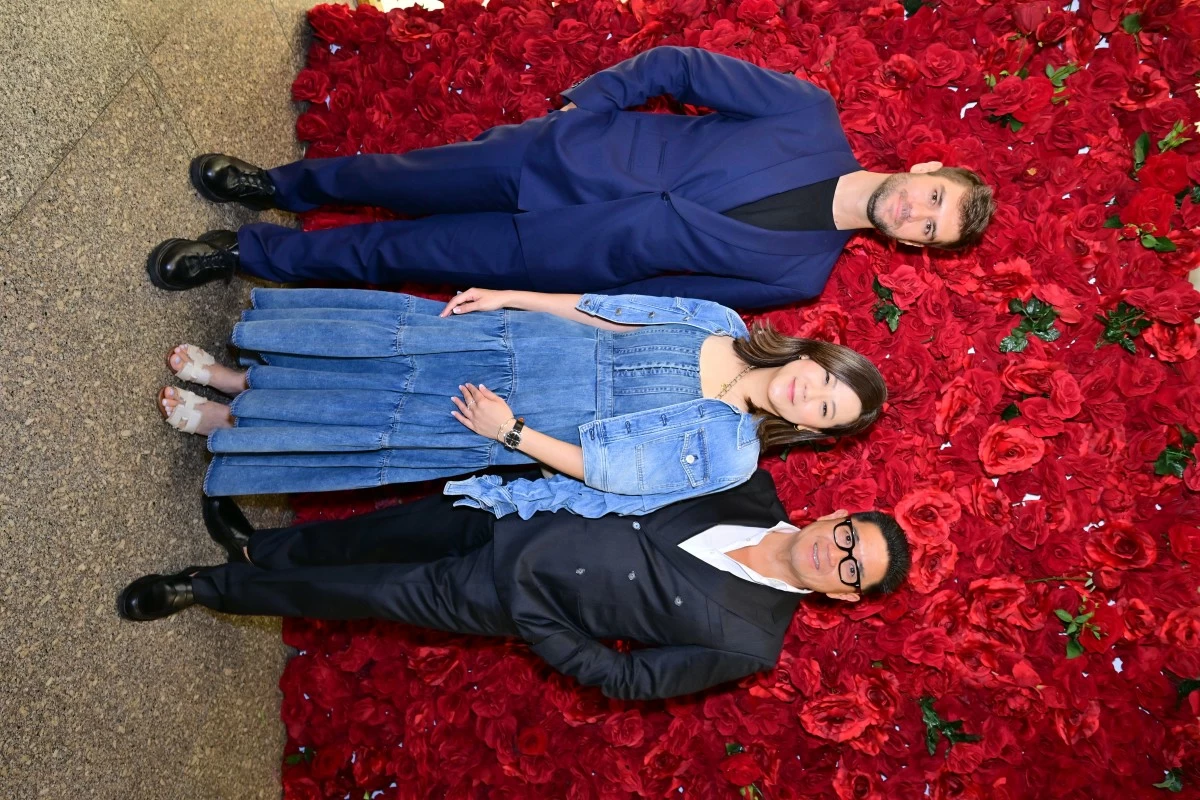 Alice   Olivia’s APAC senior wholesale manager Dorian Le Bigot and vice president for Merchandising and Wholesale Asia Carla Foo with SSI Group, Inc. president Anton Huang