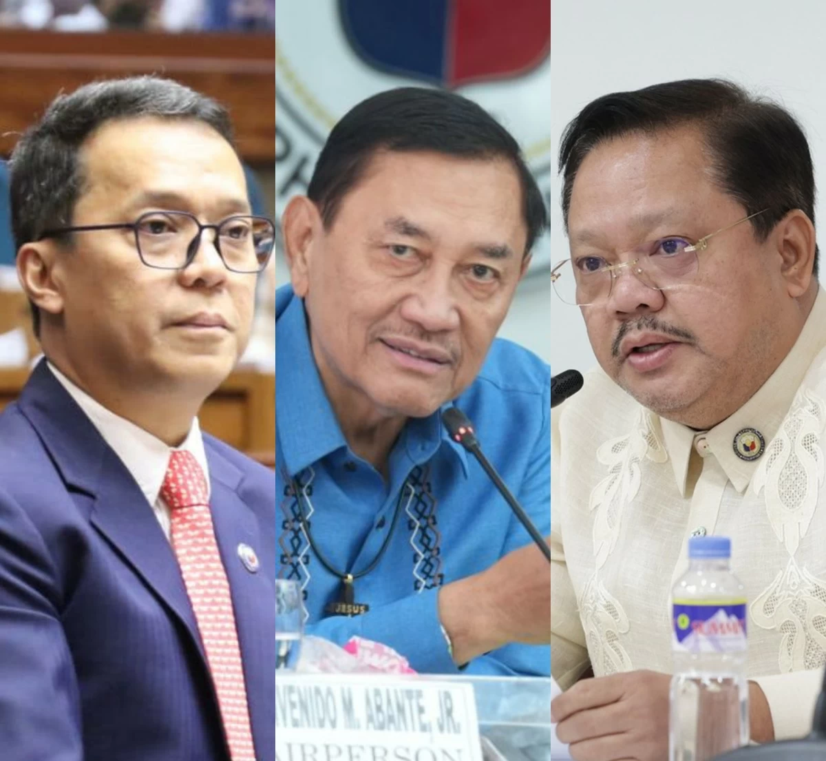 From left to right: Bukidnon 2nd district Rep. Jonathan Keith Flores, Manila 6th district Rep. Bienvenido “Benny” Abante Jr., Manila 2nd district Rep. Rolando Valeriano (Contributed photo, PPAB)