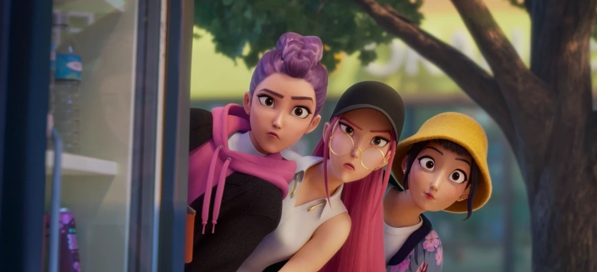 Characters from Kpop Demon Hunters Rumi, Mira and Zoey (AP)