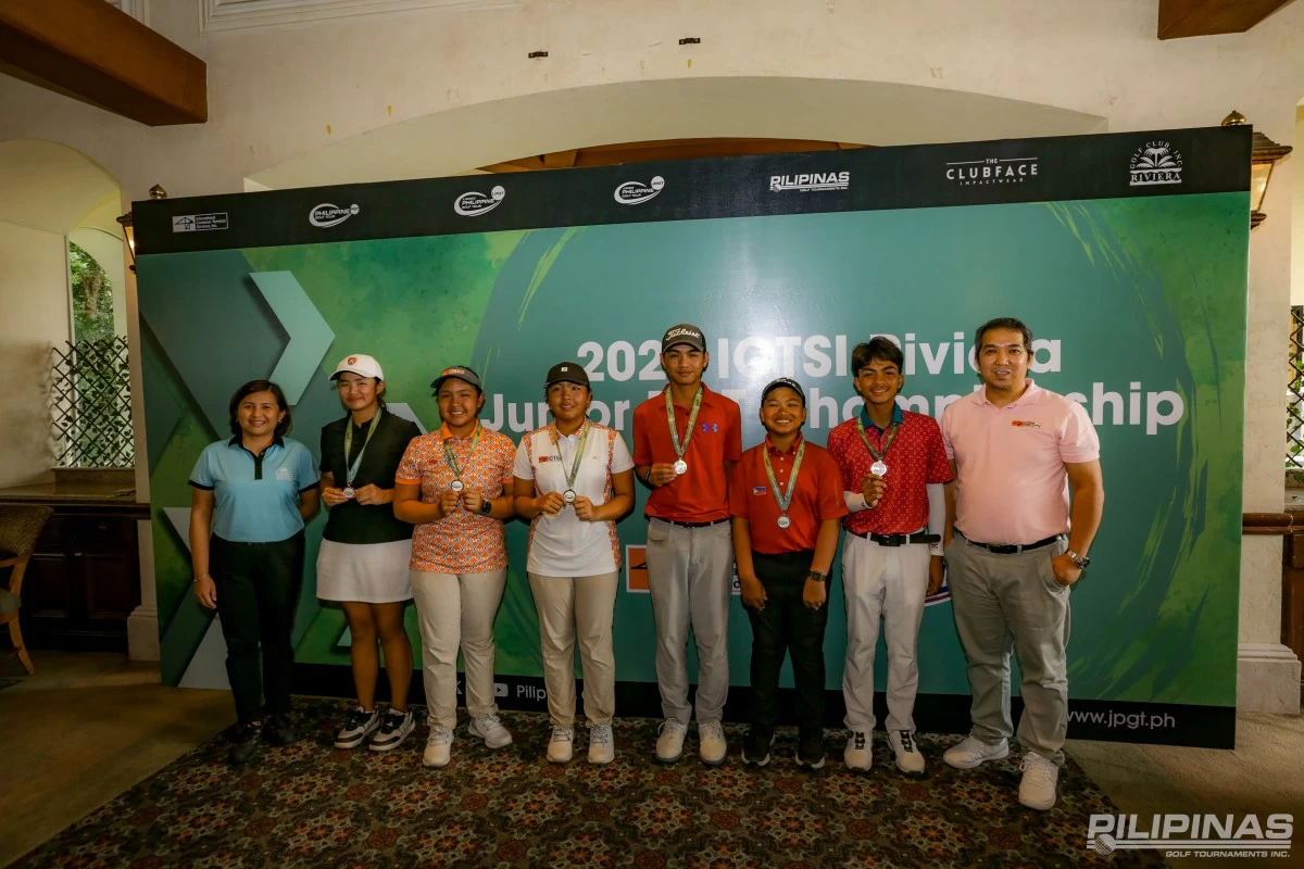 Winners with Riviera Golf Club, Inc. Operations Manager Cyril Belardo and ICTSI Media Relations head Ronnel Javier. (PGT)