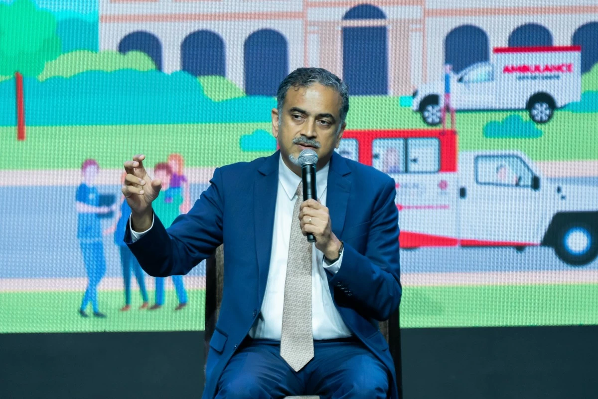 TMF Executive Program Director Prasanna Ganesh explaining the HEAL program during the press conference held prior the evening celebration