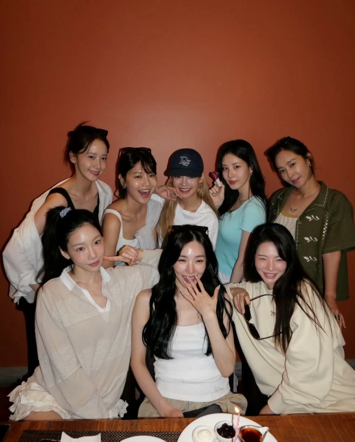 Tiffany Young marked her birthday on Aug. 1 with fellow members of Girls' Generation (Instagram) 