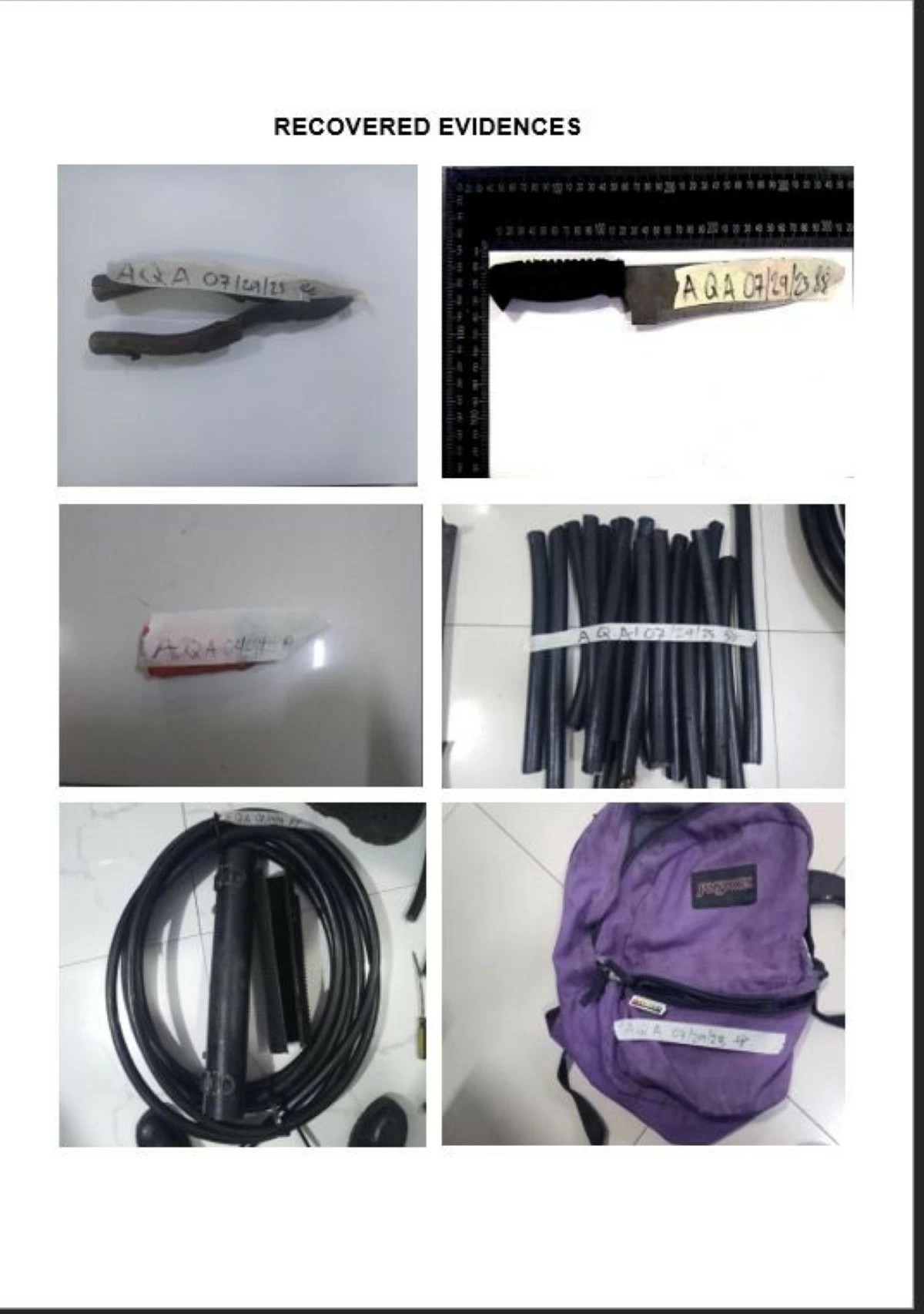 Recovered pieces of evidence (Photo from SPD)