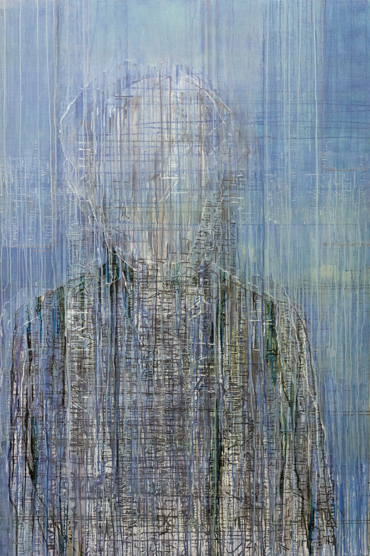 'SELF-SILHOUETTE,' mixed media on plywood and fiberglass mesh, 72.50x48.07 in, 2025