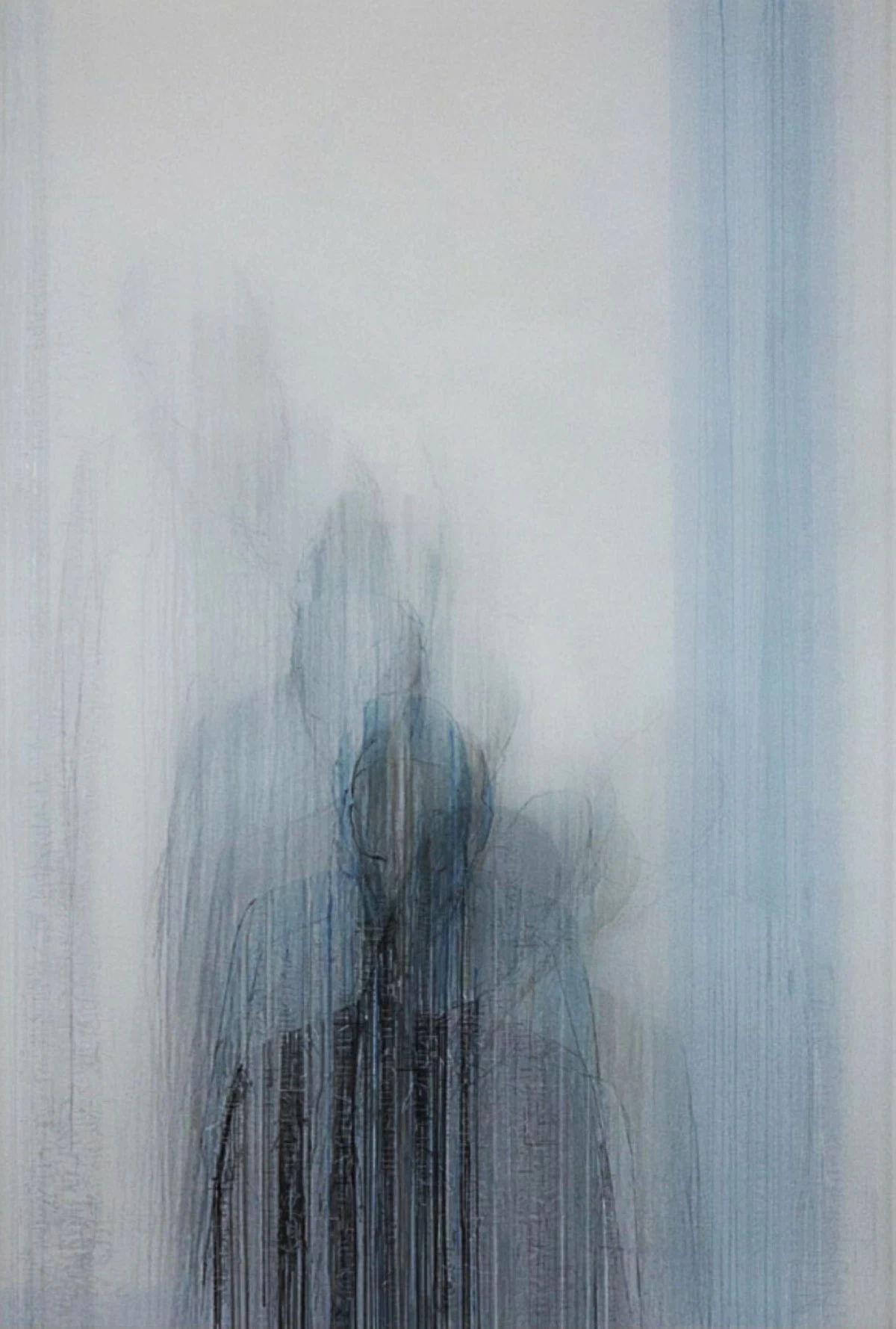 'ANONYMOUS SILHOUETTE WHOSE LIFE, ALONG WITH OURS, PASSES, DIES, AND ENDURES,' mixed media on canvas, 73.68x49.64 in, 2025