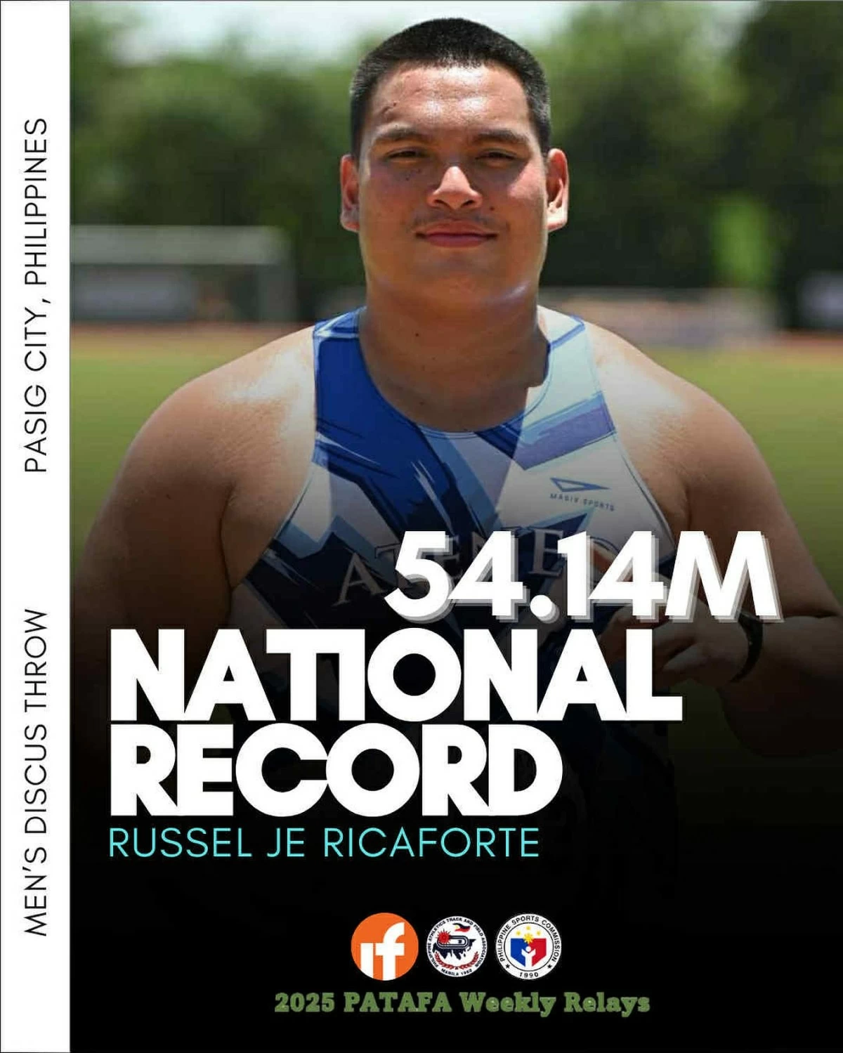 Russel Ricaforte resets the men's discus throw Philippine record. (PATAFA)