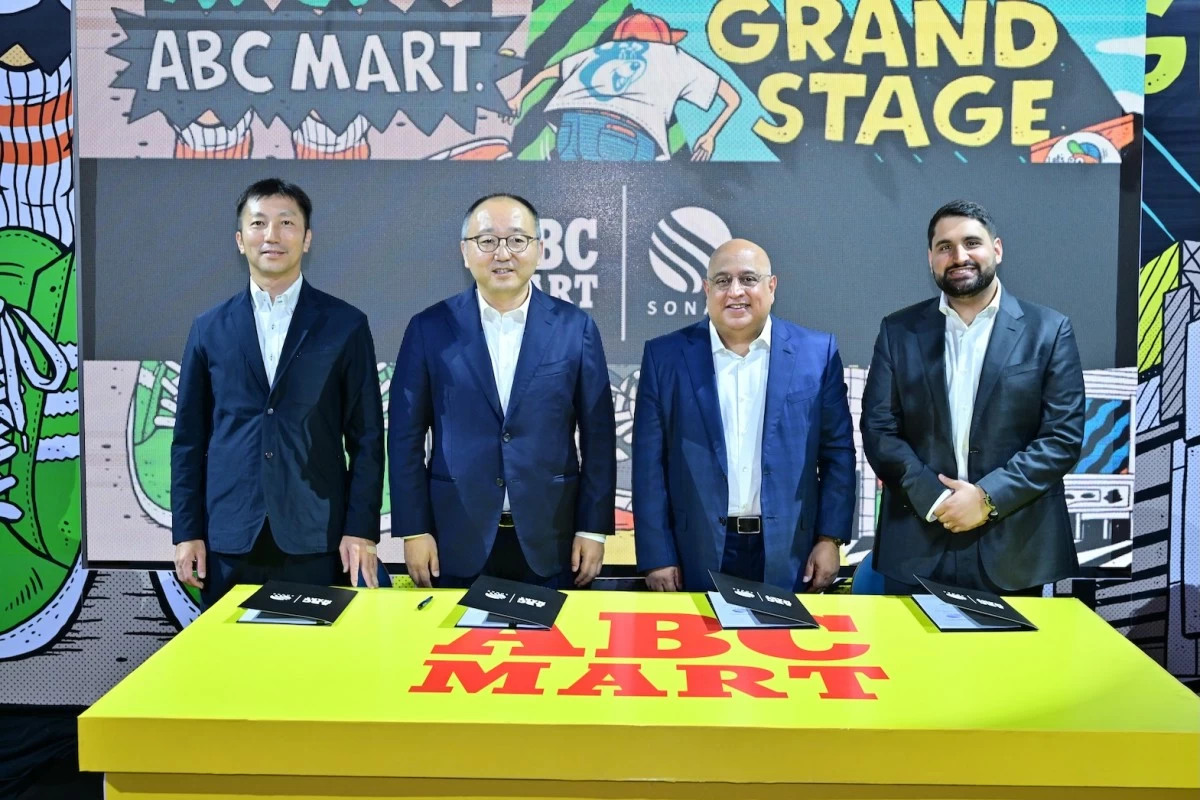Koji Higashimae, chief executive officer of ABC-MART SONAK Philippines; Kiichiro Hattori, senior vice president of ABC-MART Japan; Anil Buxani, chief executive officer of SONAK Retail Group; and Kabir Buxani, incoming chief executive officer and director of SONAK Retail Group