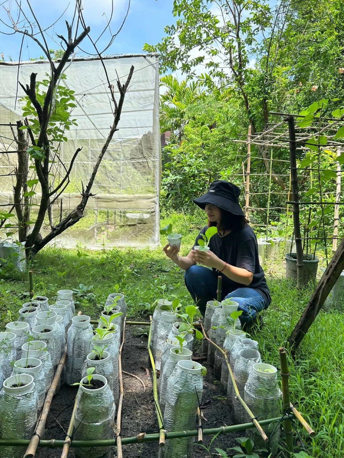 Rolet Cunanan monitors the growth and condition of her seedlings.