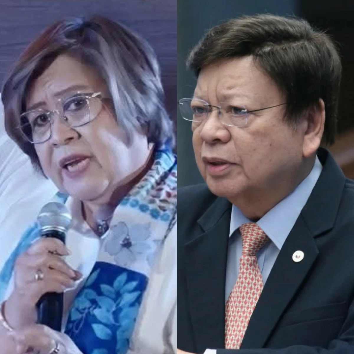Mamamayang Liberal (ML) Party-list Rep. Leila de Lima (left) Senator Rodante Marcoleta (Facebook)