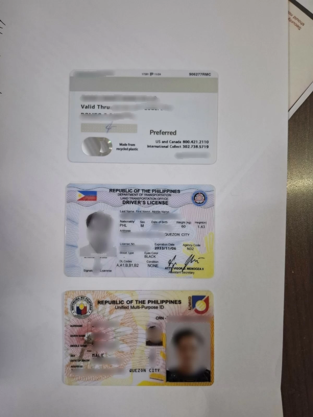 The fake ID and credit card used by the suspect (Photo from SPD)