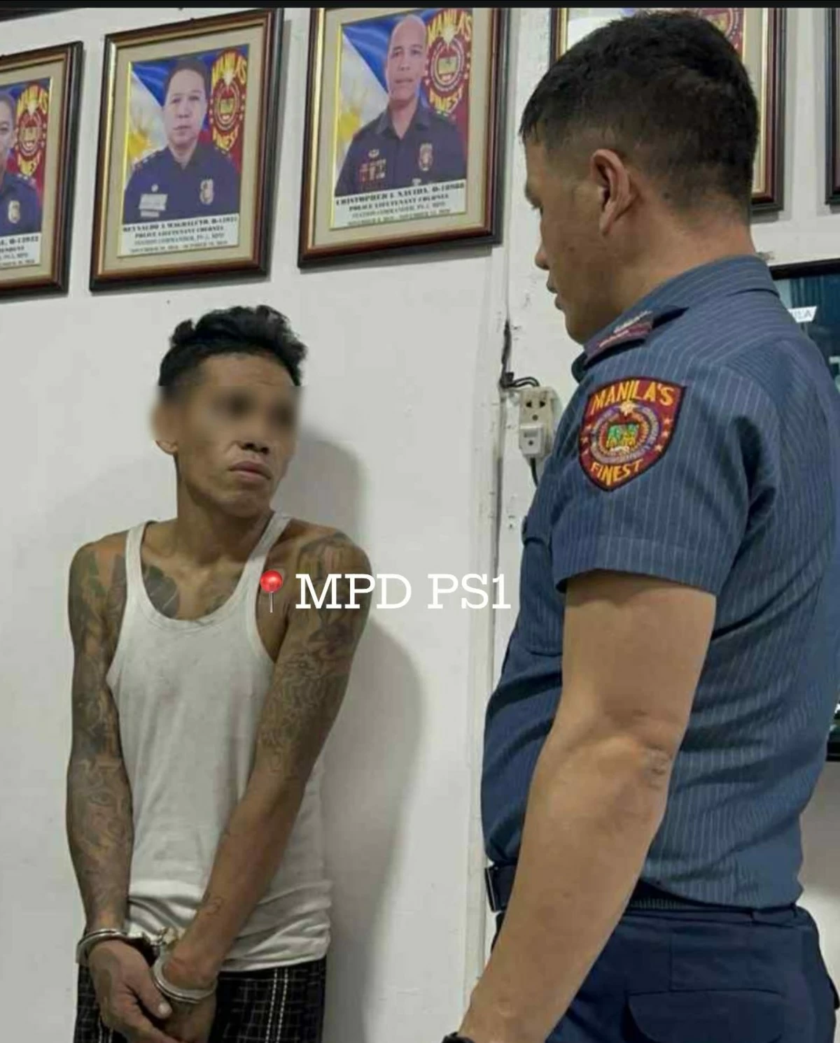 Authorities apprehended suspects seen in a video stealing cable wires  (Photo from Manila Police District PS1)