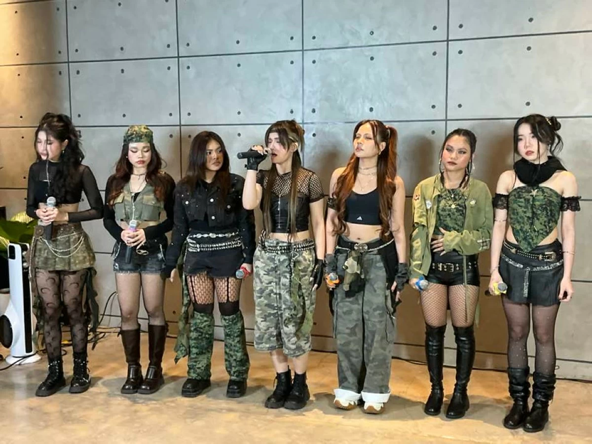 Members of the P-pop girl group FINIX are introduced to members of the entertainment media during their pre-launch at Brutal in Quezon City.