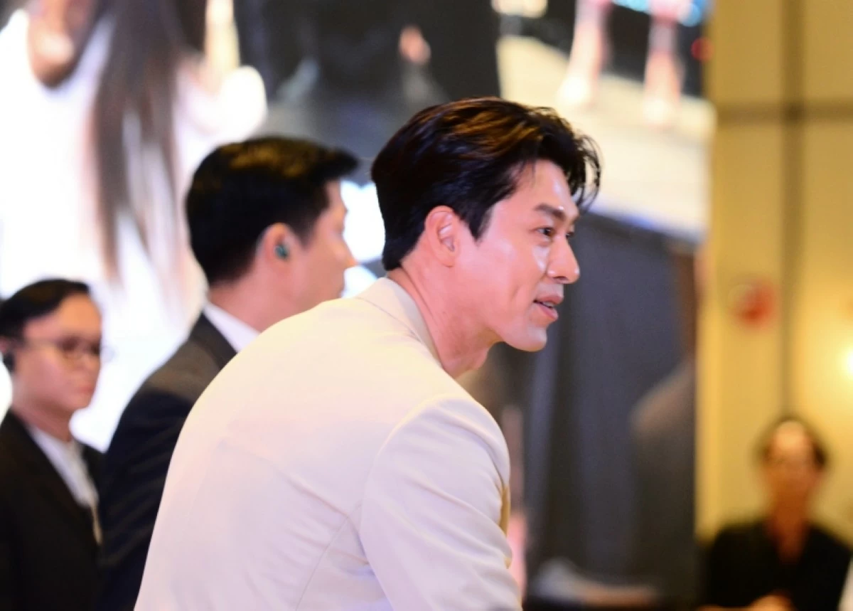 Korean star Hyun Bin at his press conference at Solaire Resort Entertainment City on Aug. 8 (Jonathan Hicap) 