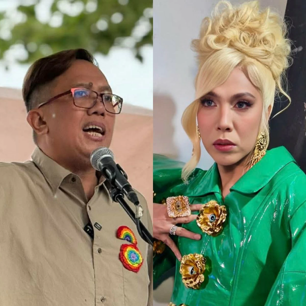 Akbayan Party-list Rep. Perci Cendaña (left), Vice Ganda (Facebook)