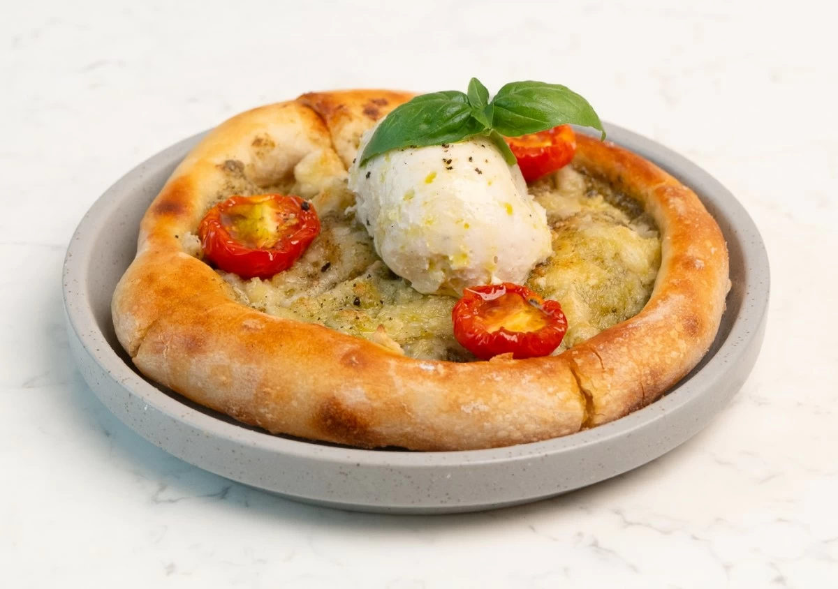 Burrata Pizza with Chef Rej Casanova's plant-based burrata