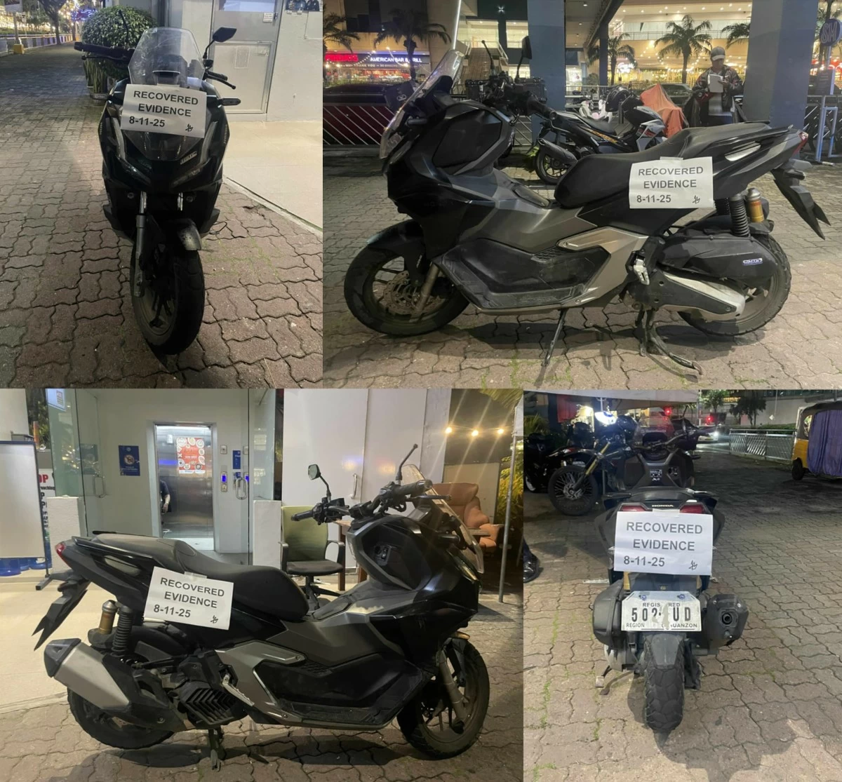 The recovered motorcycle used in the snatching incident. (Photo from Pasay City Police)