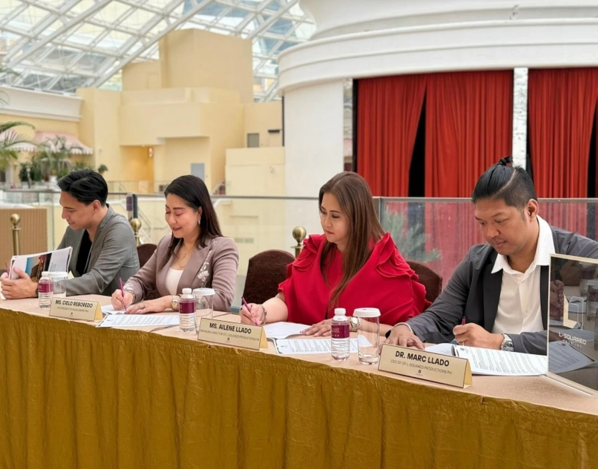 L-Squared Productions and Okada Manila have signed a partnership for events. (From left) Carlo  Baldonido, assistant director and senior manager for Destination Marketing & Partnerships-Okada Manila; Cielo Robredo, vice president of Sales and Marketing-Okada Manila;  Ailene Llado, managing partner, L-squared Productions; and Dr. Marco Llado, CEO,  L-squared Productions (Photo from L-Squared Productions) 

 