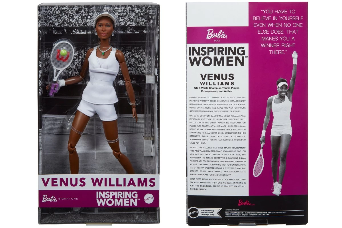 This image provided by Mattel shows the The Barbie Inspiring Women Venus Williams doll. (Mattel via AP)