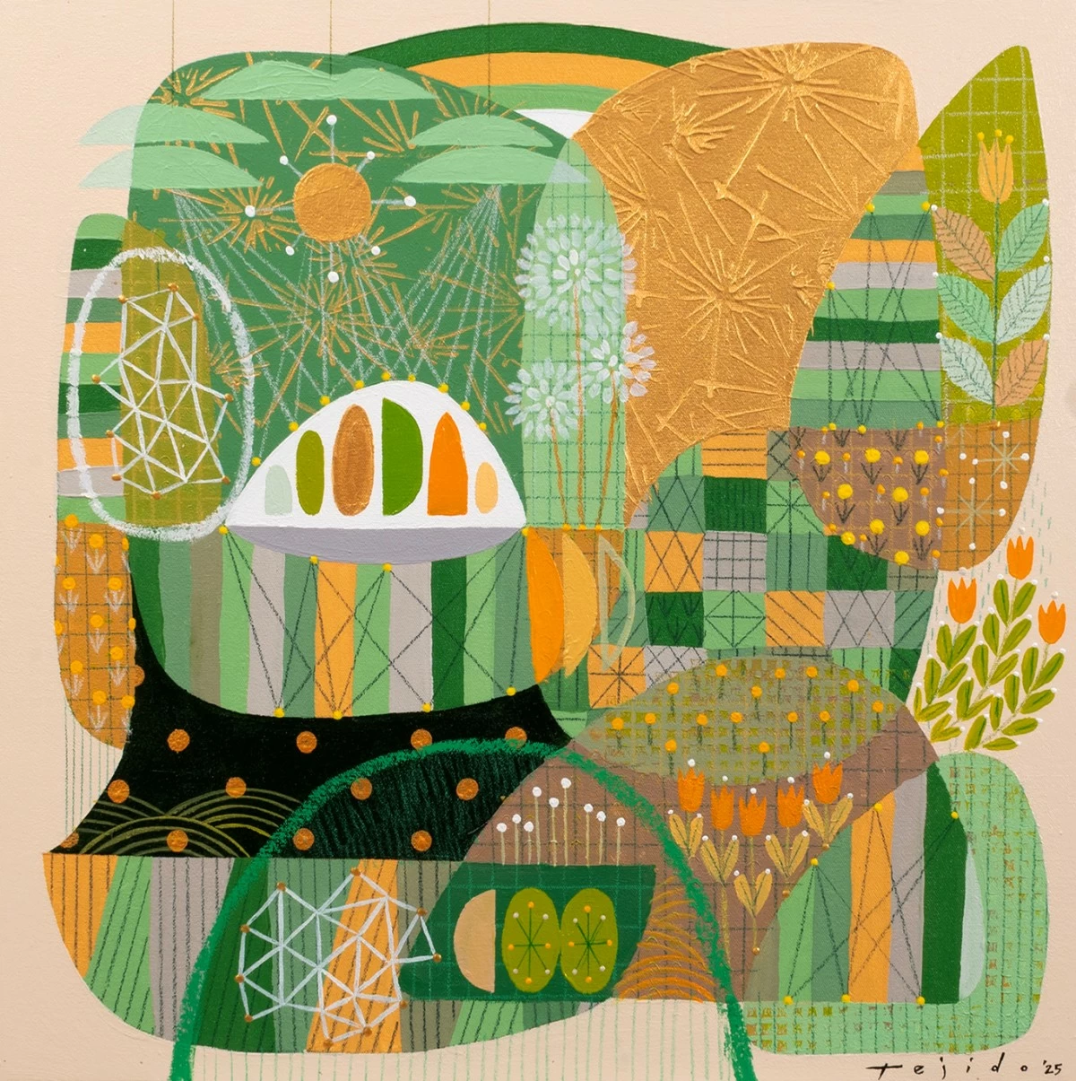 'APPRECIATION FOR NATURE,' 24x24 in, acrylic and oil canvas, 2025