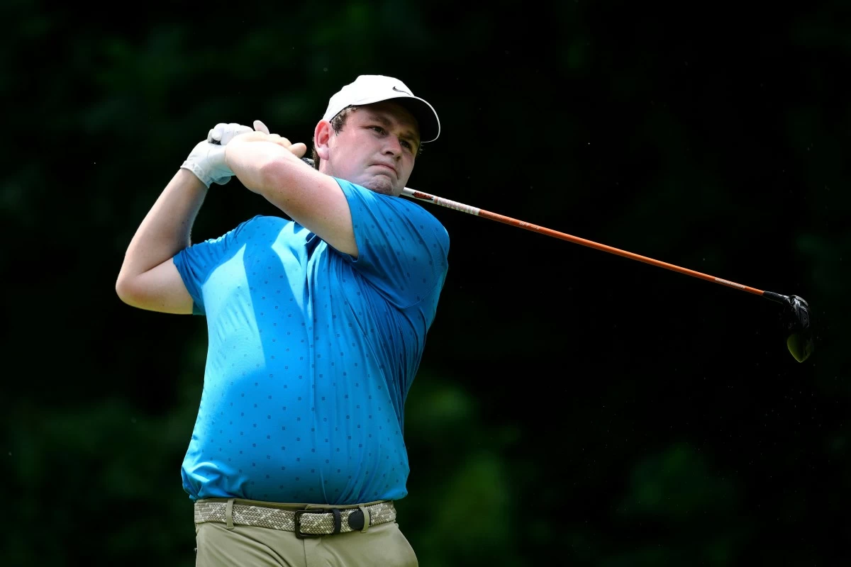 Robert MacIntyre, of Scotland, hits from the eighth tee during the second round of the BMW Championship golf tournament, Friday, Aug. 15, 2025, in Owings Mills, Md. (AP Photo/Nick Wass)