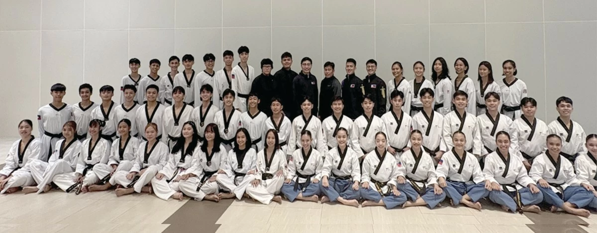 Standing from Left to Right: Reymundo Calamba III, Chandra Rama Liporada, Stephen Timothy Sales, Sturdy Jay Gilbuena, Justin Mark Agno, Marcos Neil delos Santos, Nusair Lao, Kirstie Elaine Alora (Kyorugi coach), Christian Al dela Cruz(Kyorugi coach), Paul Romero(Kyorugi coach), Roberto Cruz(Kyorugi coach), Jeordan Dominguez(Poomsae coach), Rodolfo Reyes Jr.(Poomsae coach), Baby Jessica Canabal, Laizel Angela Abucay, Merica Lillyn Chan, Czarina Mae Danganan, Tachiana Keizha Mangin, Caitlin Julia Carlos, and Rizza Rose Collado.
Kneeling from left to right:Chuck Alariao, Angelous Lustado, Ian Rei Lonogan, Ethan Chavez, Elisha Baquial, Raphael Gaupo, Aron Frades, Jaime Miguel De Gula, Josiah Drebscen Zarate, Karl Batulayan, Vincent Gabriel Rodriguez, Ricco Jame Teraytay, Ian Matthew Corton, Jeus Gabriel Derick Yape, Leno Maximuz Subaste, Nathanael Managbanag, Paul Anthony Rodriguez, Eljay Marco Vista, and Jay-ar Casas.
Sitting from left to right: Mary Heart Capulong, Agatha Shay Cadileña, Felicity Jana Castel, Princess Pascual, Feolisa Durana, Dwayne Principe, EJ Gaa, Wynonna Florentino, Rihanna Caguioa,Maria Nicoel Anne Labayne, Elizabeth Marie Borres,Aesha Kiara Oglayon,Antonette Medallada,Zyka Angelica Santiago,Heza Allyson Serapio,Sofia Estelle Ignacio, and Sophia Estolloso.