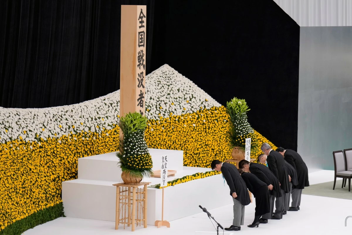 JAPAN ministers bow during a memorial service marking the 80th anniversary of Japan's World War II defeat at the Nippon Budokan hall Friday, Aug. 15, 2025, in Tokyo, Japan. (AP)