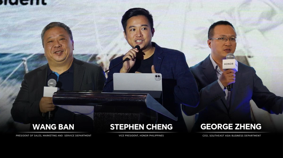 HONOR Global Execs reunite. (From left)  Mr. Stephen Cheng, Vice President, HONOR Philippines; Mr. Wang Ban, President of Sales, Marketing, and Service Department; and Mr. George Zheng, CEO, Southeast Asia Business Department.