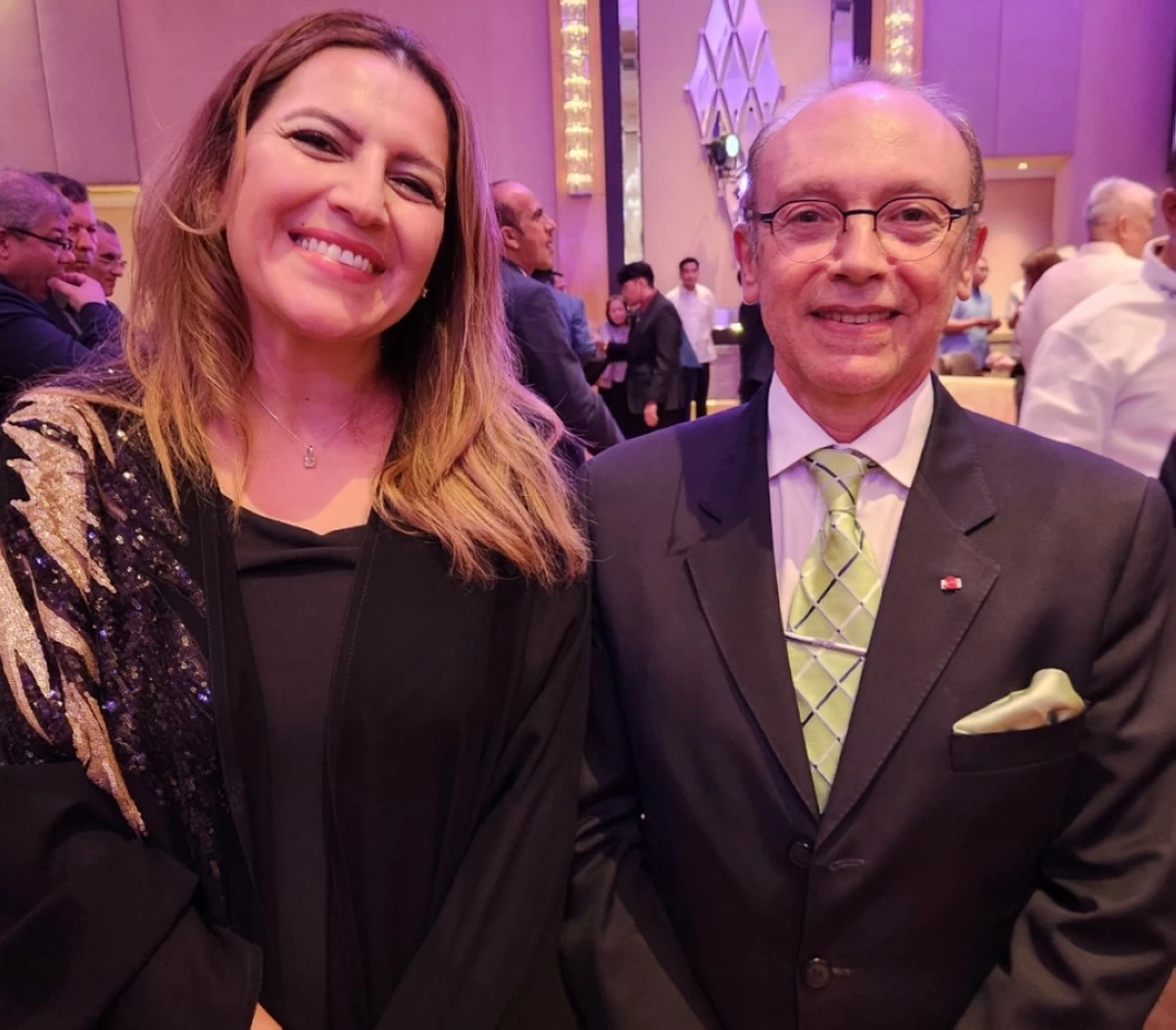 Bakkari Latifa and  Morocco Ambassador Mohammed Rida El Fassif