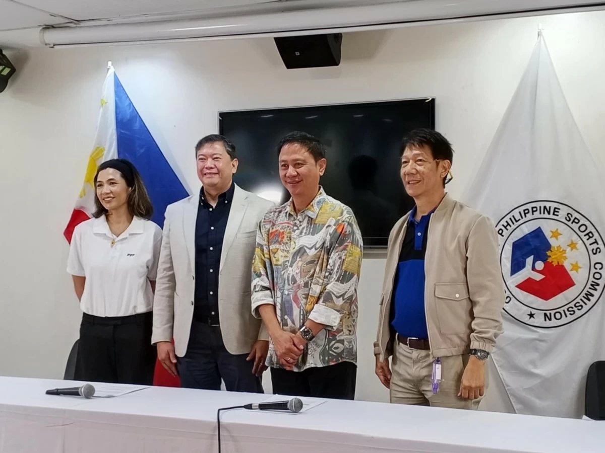 Isabella Fernando, from left, PFF president John Gutierrez, PSC chairman Pato Gregorio, and commissioner Edward Hayco
