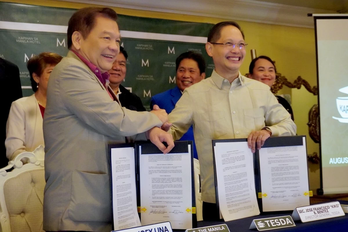 The Manila Hotel, led by president Atty. Jose D. Lina, Jr., partners with TESDA, led by Secretary Francisco Benitez, to stengthen hospitality training