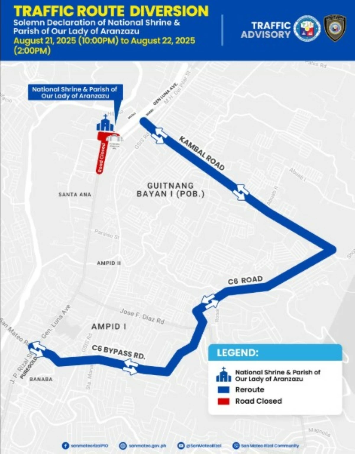 San Mateo road closure route