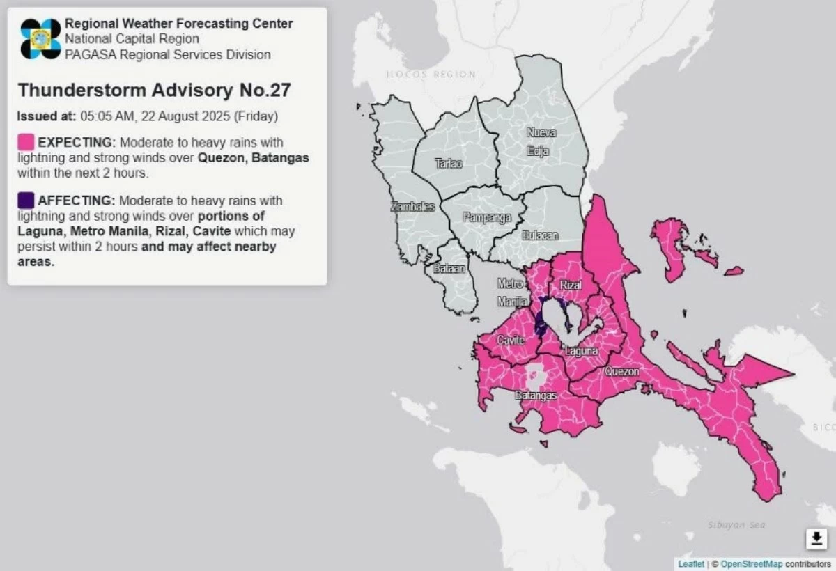 PAGASA forecast (Photo from Mayor Biazon's Facebook account) 