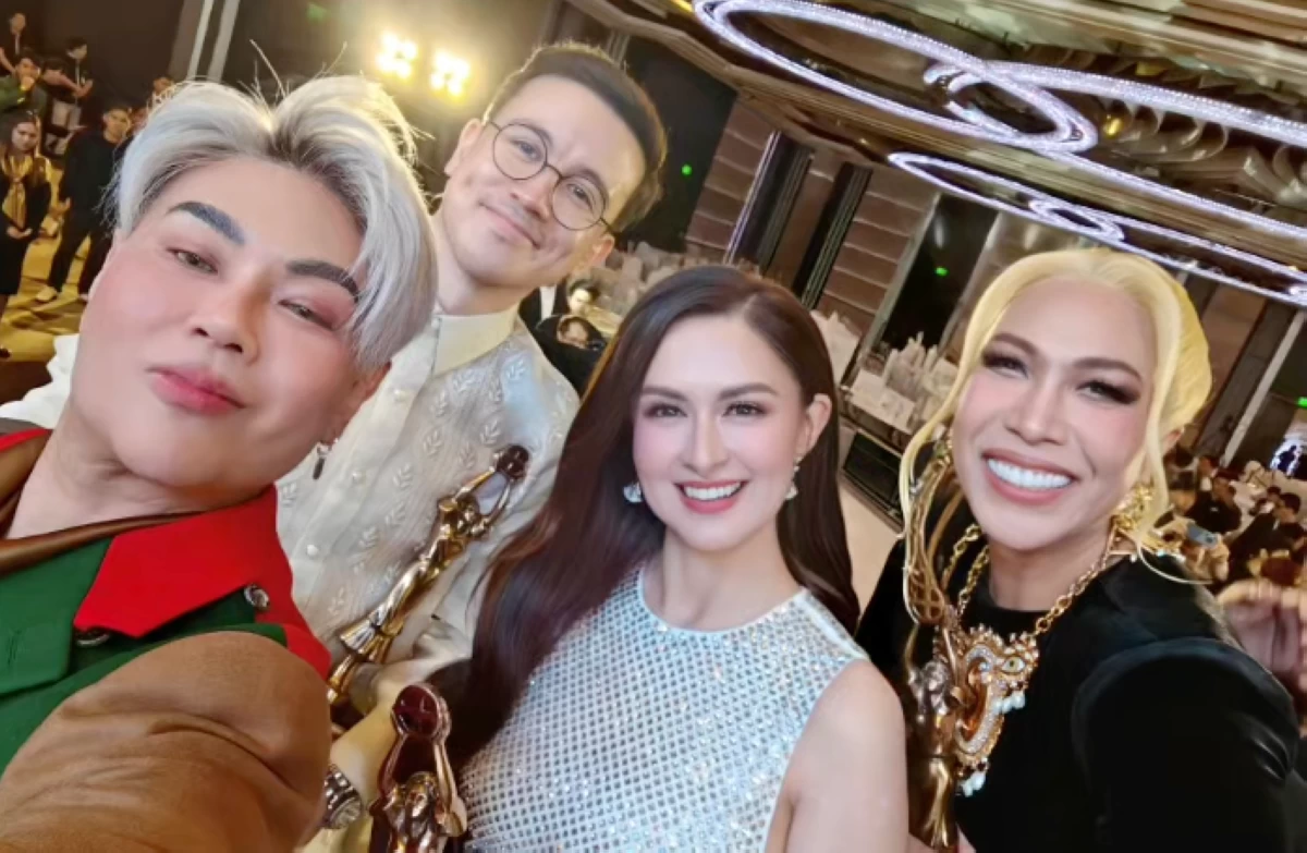 From left: Actor-businessman RS Francisco, Famas Best Actor Arjo Atayde, Best Actress Marian Rivera, and Best Actor Vice Ganda. (Image courtesy of RS Francisco)