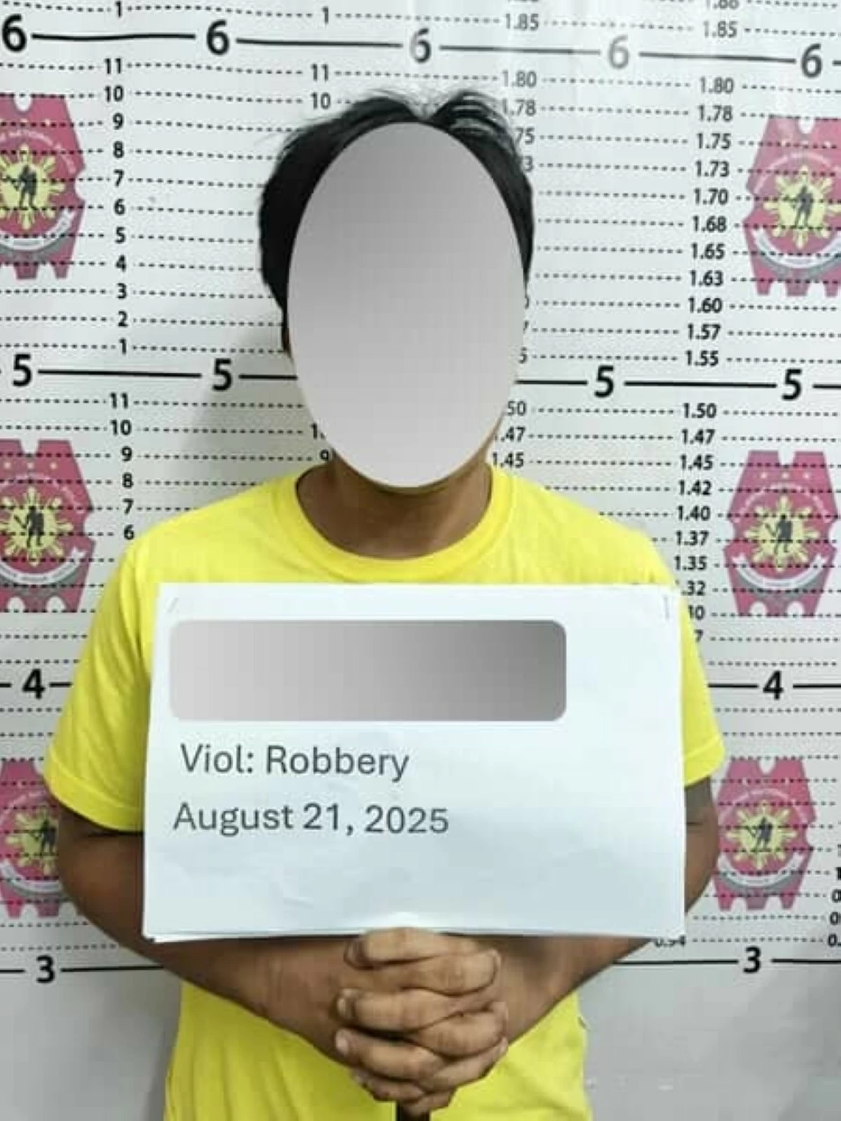The arrested robbery suspect after breaking into his neighbor’s house. (Photo from Pasig CPS)
