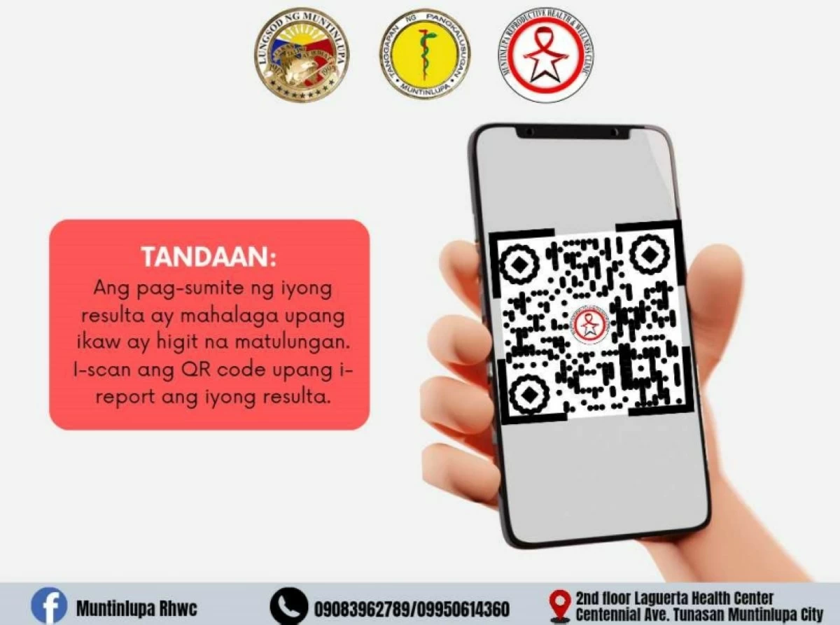 The announcement on the free HIV self-test kit (Photo from Muntinlupa Reproductive Health and Wellness Clinic Facebook page) 