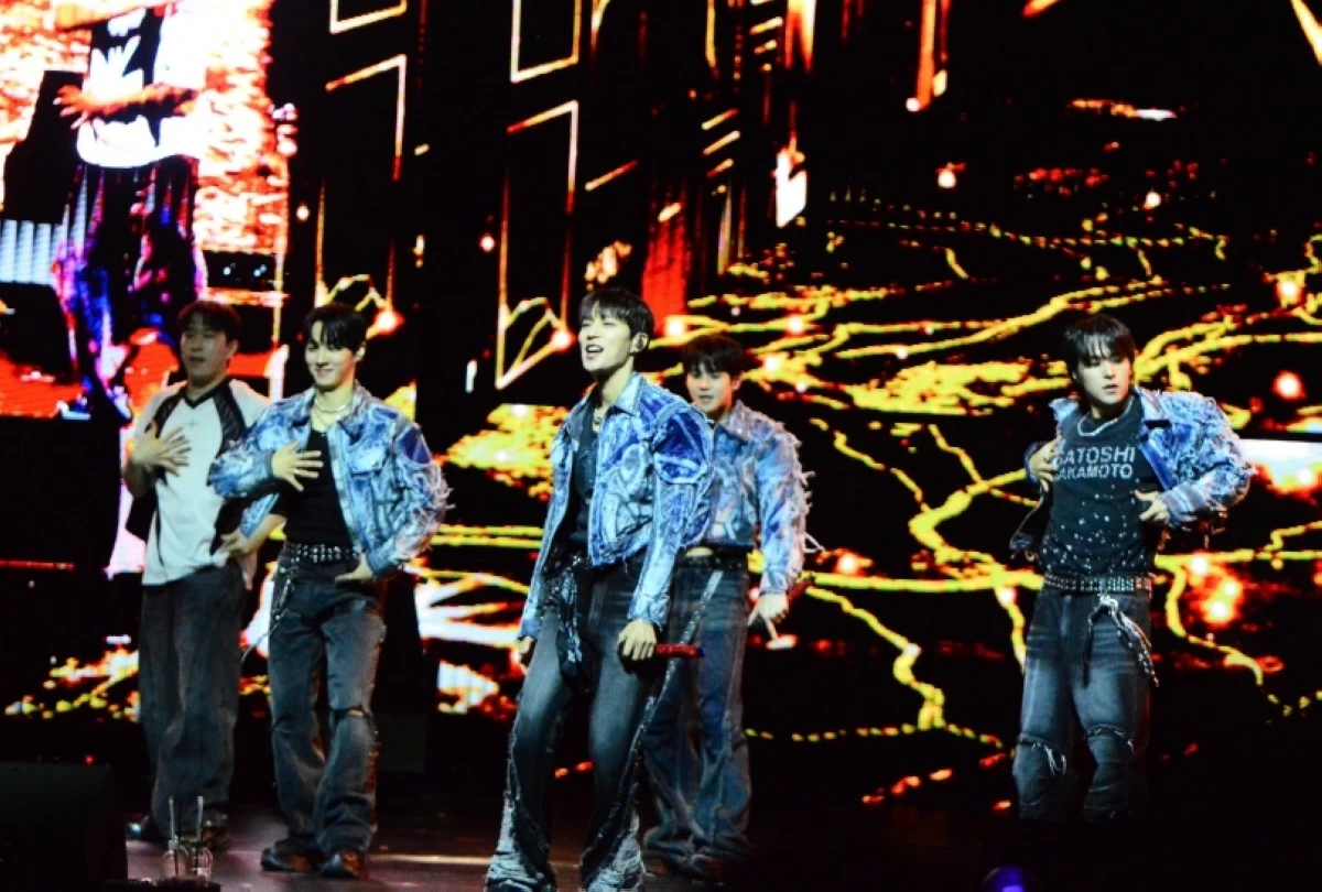 K-pop boy band Highlight performing at their 