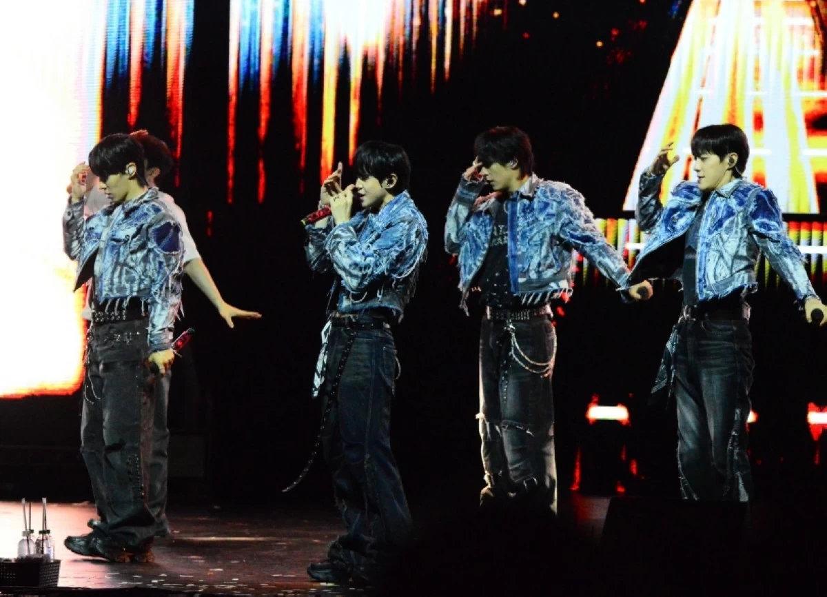 K-pop boy band Highlight performing at their 
