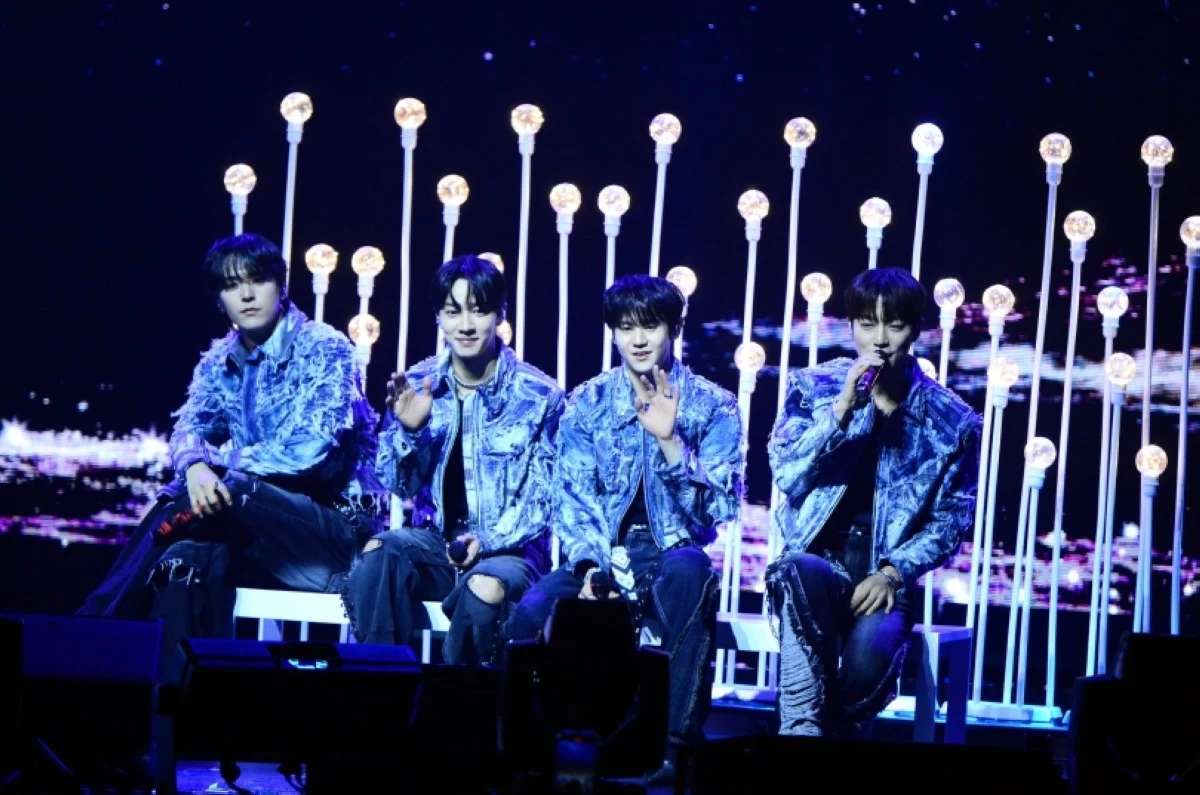 K-pop boy band Highlight performing at their 