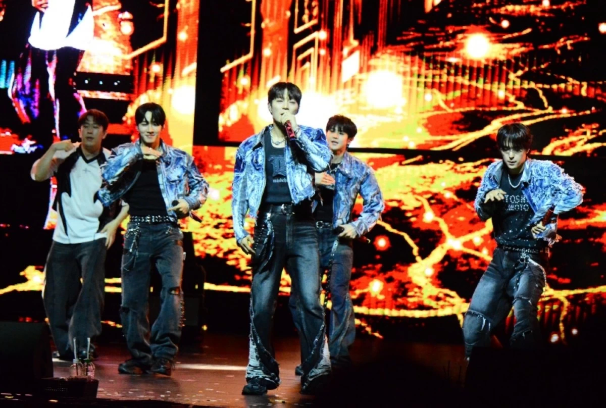 K-pop boy band Highlight performing at their 