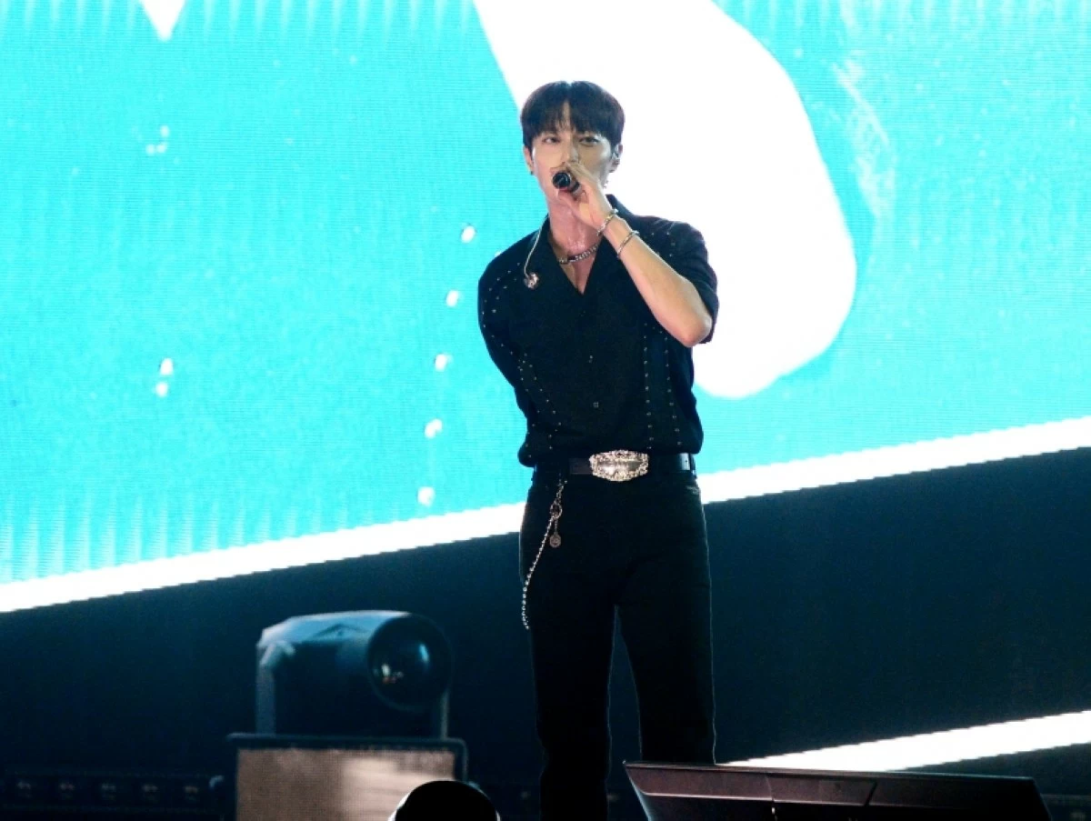 K-pop boy band Highlight performing at their 