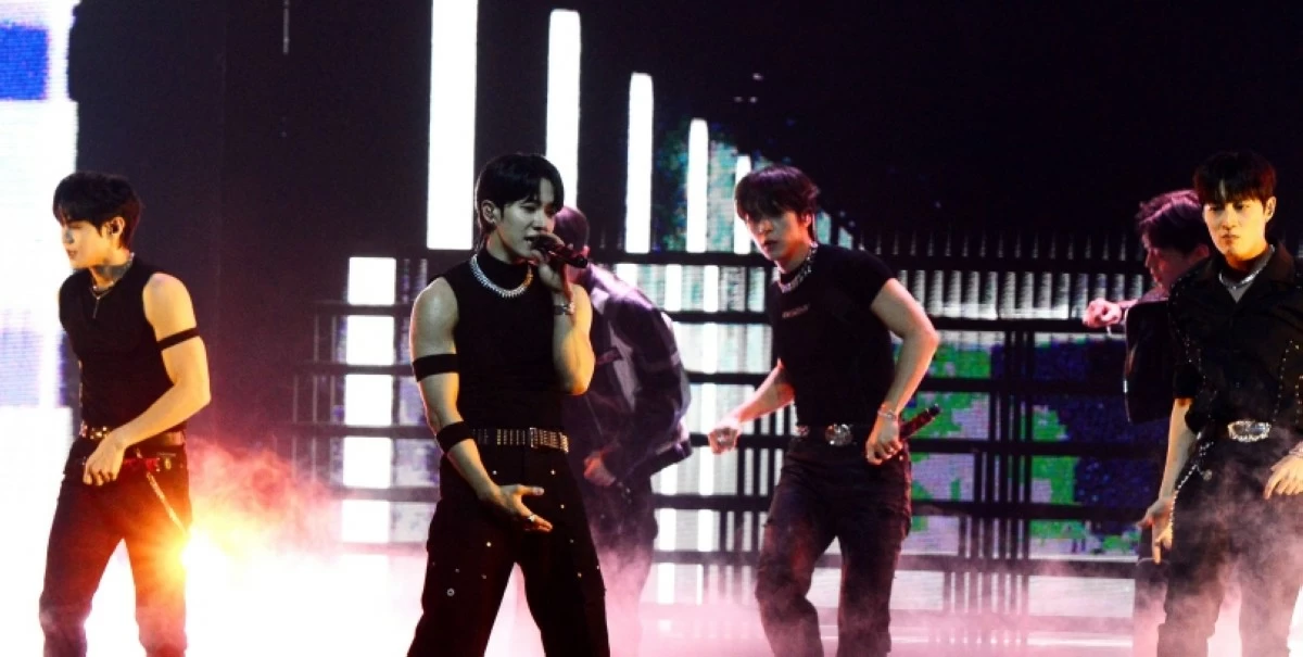 K-pop boy band Highlight performing at their 