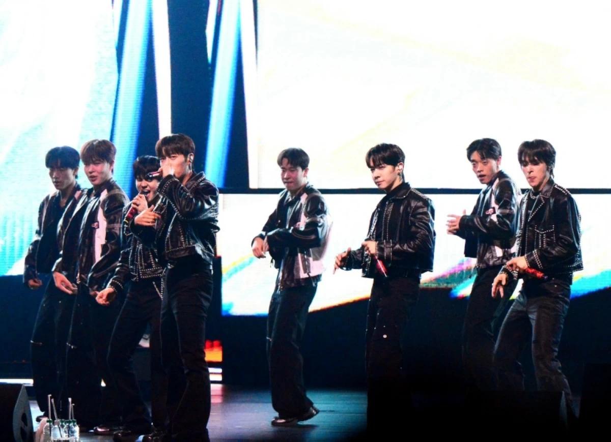 K-pop boy band Highlight performing at their 