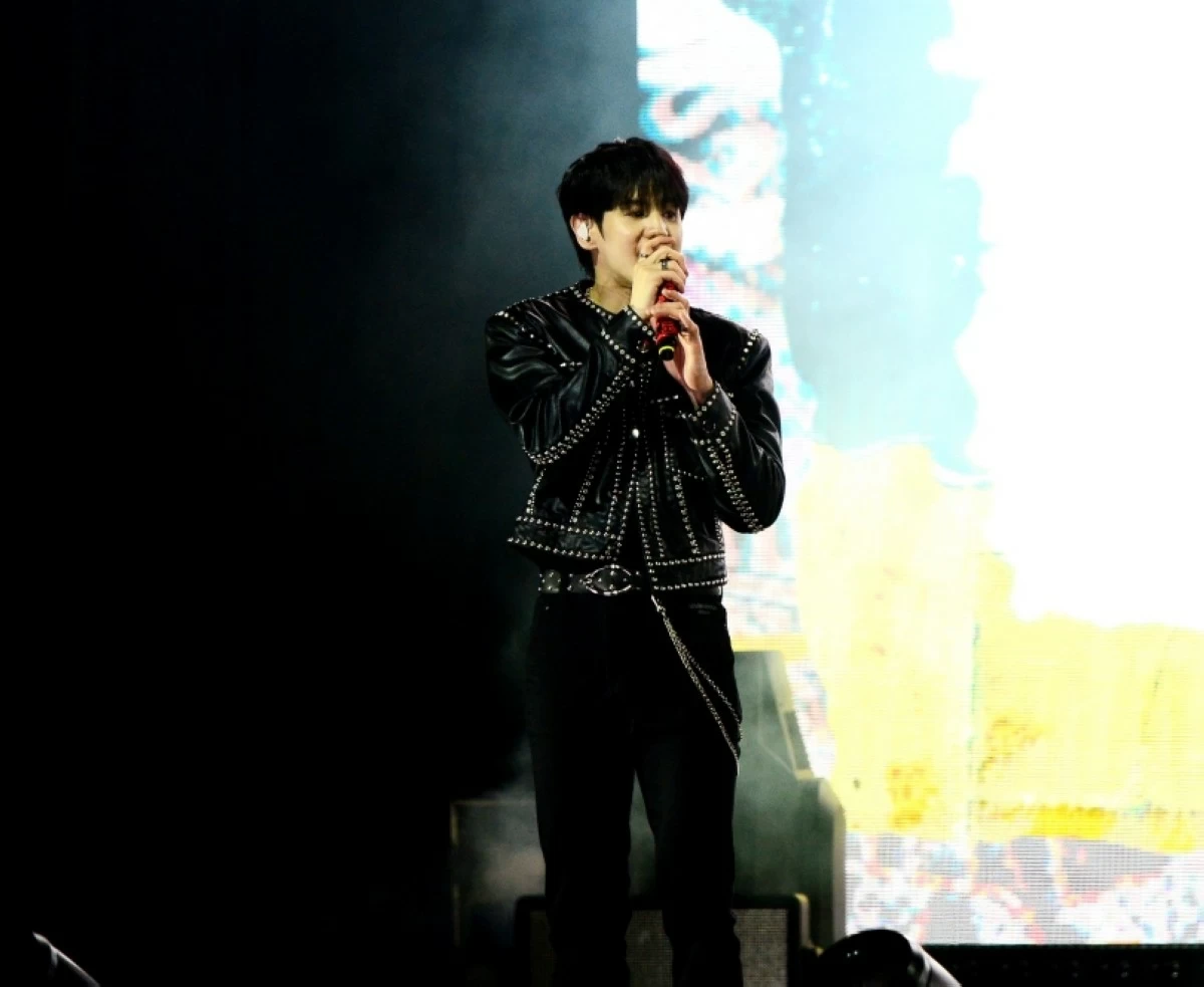 K-pop boy band Highlight performing at their 