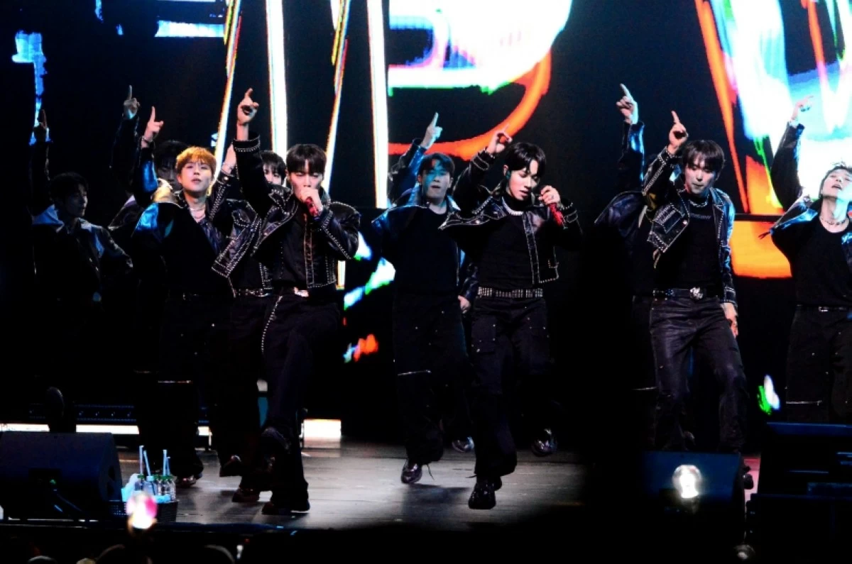 K-pop boy band Highlight performing at their 