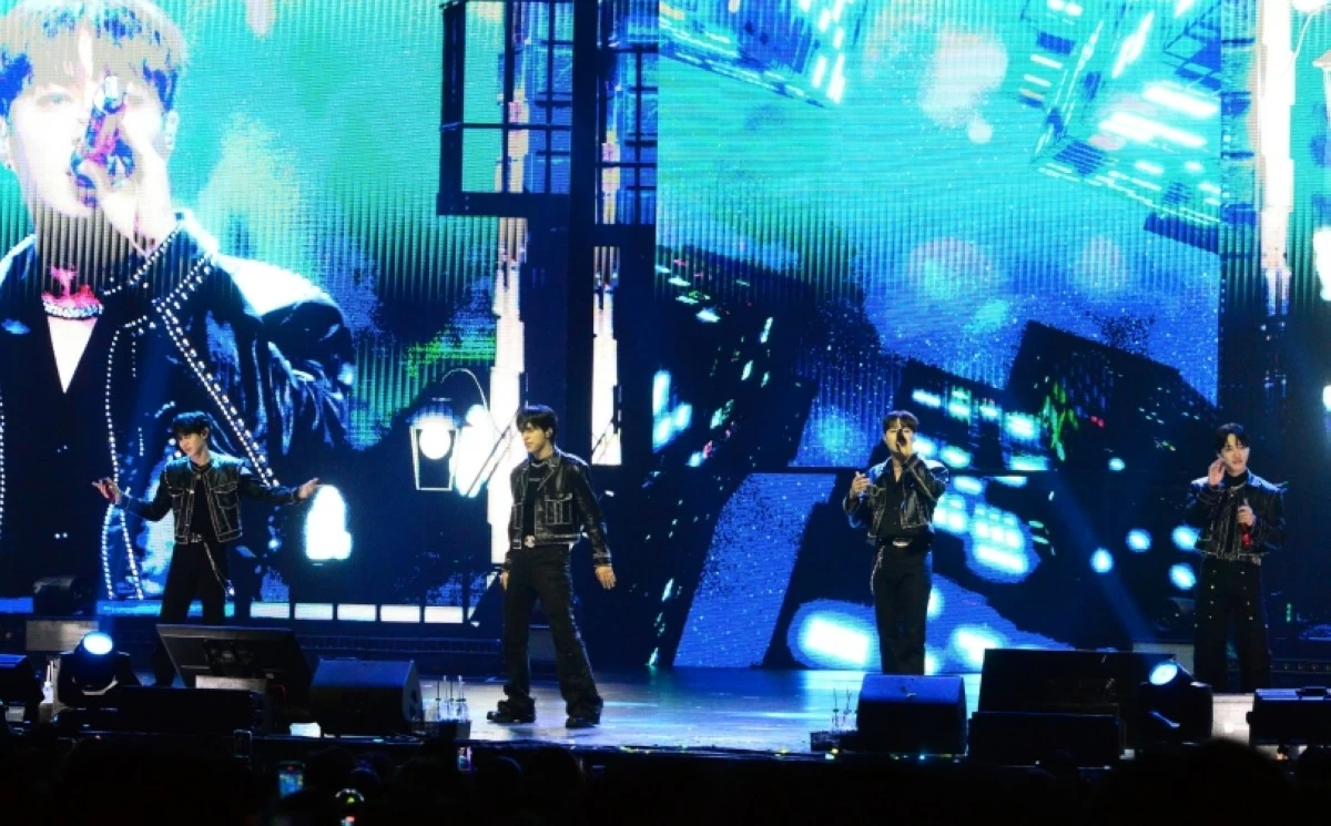 K-pop boy band Highlight performing at their 